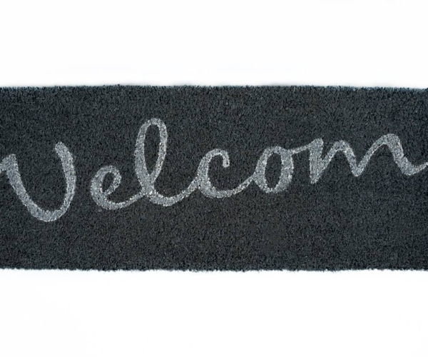 Sdim Πατάκι Εισόδου από Κοκοφοίνικα με Αντιολισθητικό Υπόστρωμα Ruco Print Welcome 722 Grey 26×75εκ. Πάχους 15mm