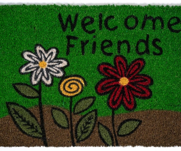 Sdim Πατάκι Εισόδου από Κοκοφοίνικα με Αντιολισθητικό Υπόστρωμα Ruco Print 401 Welcome Friends 40×60εκ.