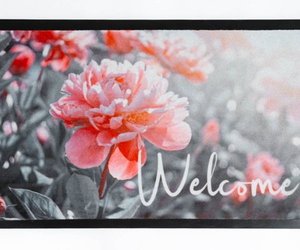 Sdim Πατάκι Εισόδου Μοκέτα με Αντιολισθητικό Υπόστρωμα Image 169 Pink Flowers Welcome 45×75εκ. Πάχους 6mm