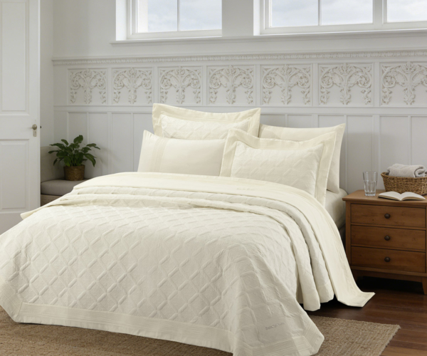 Beauty Home Σετ κουβερλί υπέρδιπλο 3τμχ Promise Art 12507 230×250 Εκρού