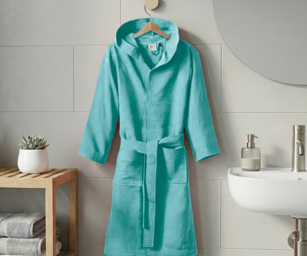 Beauty Home Μπουρνούζι με κουκούλα Mojo Art 3470 Πετρόλ XS