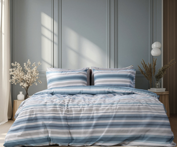 Beauty Home Σετ Πάπλωμα μονό Moments Αrt 12561 160×230 Σιέλ,Γκρι