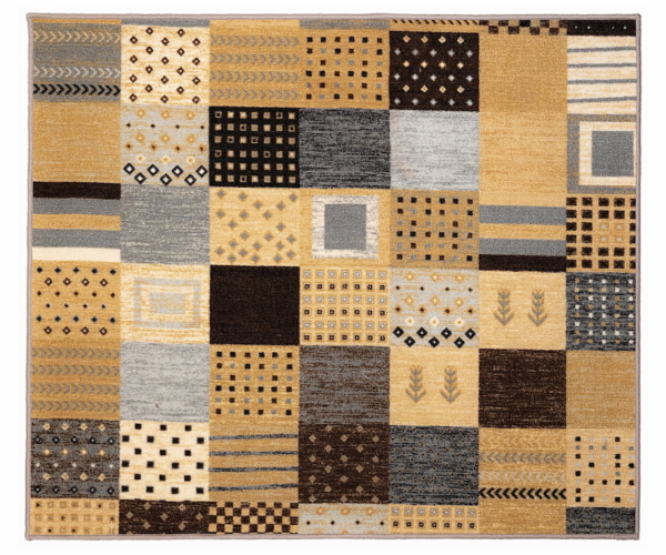 Sdim Μοκέτα με Αντιολισθητικό Υπόστρωμα Patchwork 002 Γκρί-Καφέ  Σετ: (67x150cm. 2τμχ & 67x200cm.)