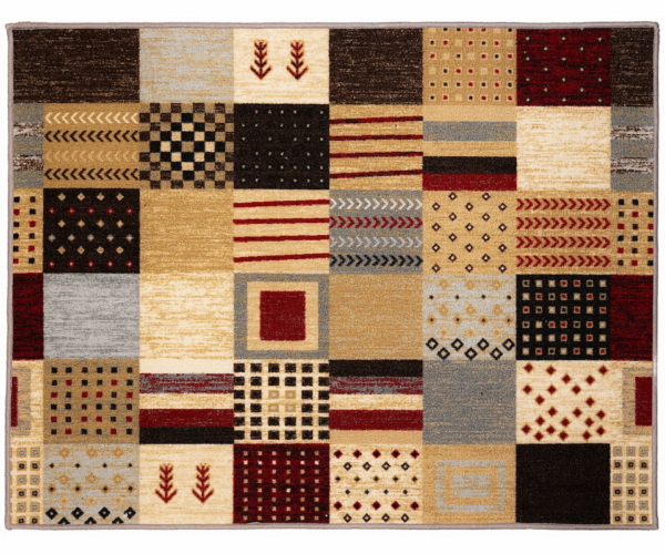 Sdim Μοκέτα με Αντιολισθητικό Υπόστρωμα Patchwork 001Κ΄΄οκκινο-Καφέ Σετ: (67x150cm. 2τμχ & 67x200cm.)