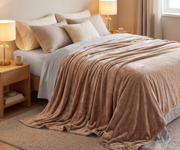 Beauty Home Κουβέρτα υπέρδιπλη Velora Art 12550 100% polyester super soft 550gsm 220×240 Άμμου