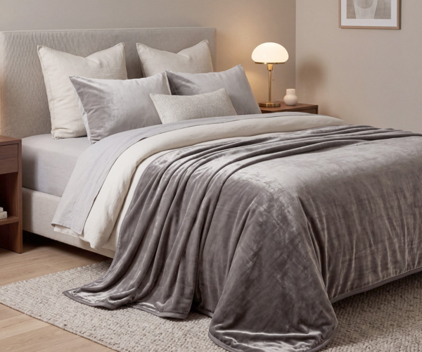 Beauty Home Κουβέρτα υπέρδιπλη Velora Art 12550 100% polyester super soft 550gsm 220×240 Γκρι