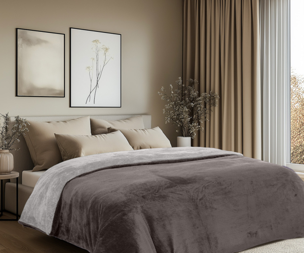 Beauty Home Παπλωματοθήκη υπέρδιπλη διπλής όψεως Art 11602 Jacquard fleece 700gsm Fiesta Plus 220×240 Ανθρακί,Γκρι
