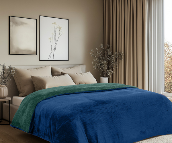 Beauty Home Παπλωματοθήκη υπέρδιπλη διπλής όψεως Art 11602 Jacquard fleece 700gsm Fiesta Plus 220×240 Μπλε,Πράσινο