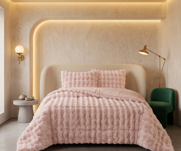 Beauty Home Κουβερτοπάπλωμα γούνινο υπέρδιπλο Art 12664 220×240 Ροζ